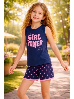 Almira Anne Bebek Kız Çocuk Pijama Takımı Yazlık Baskılı Askılı Şortlu Çocuk Giyim