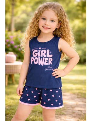 Almira Anne Bebek Kız Çocuk Askılı Kollu Şort Pijama Takımı