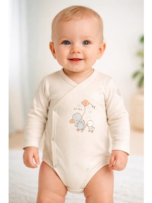 Almira Anne Bebek Bebek Erkek Yandan Çıtçıtlı Uzun Kollu Organik Zıbın Bebek Giyim