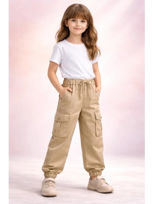 Almira Anne Bebek Kız Çocuk Kahverengi Lastikli Pantolon Bilek Lastiği Cepli Günlük Kullanım