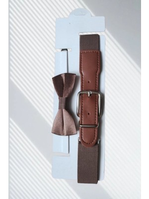 Erkek Çocuk 1-14 Yaş Uyumlu Lastikli Ayarlanabilir Özellikli Kemer ve Papyon Takımı