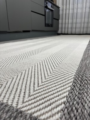 Nevmahall Çerçeve Bej Krem Kaymaz Taban Leke Tutmaz Sisal Halı