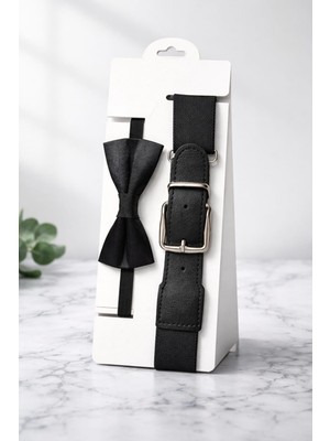 Erkek Çocuk 1-14 Yaş Uyumlu Lastikli Ayarlanabilir Özellikli Kemer ve Papyon Takımı