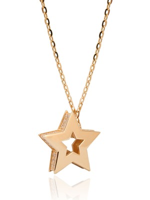 Berk Mücevherat 14 Ayar Altın Taşlı Yıldız Kolye