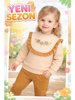 Almira Anne Bebek Kız Bebek Takımı Renkli Nakışlı Yumuşak Penye Set