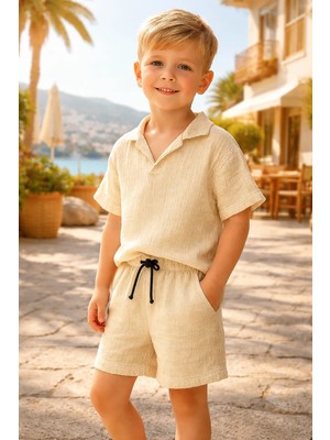 Almira Anne Bebek Yazlık Erkek Çocuk Kısa Kollu Takım Rahat ve Şık Giyim