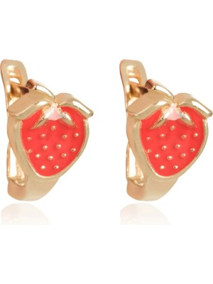 Berk Mücevherat 14 Ayar Altın Çilek Figürlü Çocuk Küpesi