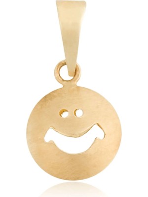 Berk Mücevherat 14 Ayar Altın Gülen Yüz Kolye Ucu