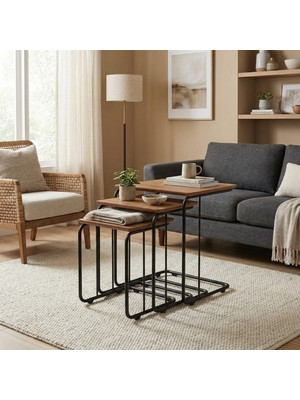 ModernEvveOfis C Tekerlekli Zigon Sehpa Mdf Siyah Boyalı - Lake Boyalı Kenar Yuvarlak Profil