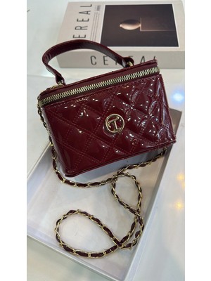Akça Shoes Bordo Rugan Mini Çanta