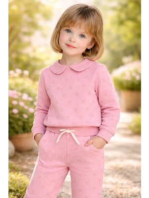 Almira Anne Bebek Kız Çocuk Çiçek Desenli Bebek Yaka Uzun Kollu Takım