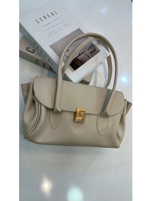Akça Shoes Krem Orta Boy Baget Çanta
