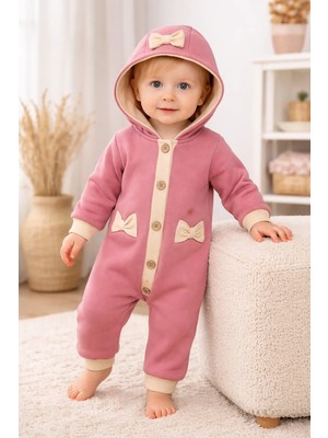Almira Anne Bebek Bebek Giyim Pamuklu Kız Tulum Yazlık Kapşonlu Düğmeli