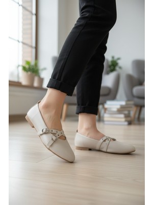 Enoch Kadın Çift Kemerli Kuşgözü Detaylı Zarif Modern Babet