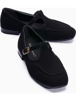 Mubiano Kadın Süet Babet Bantlı Mary Jane Günlük Ayakkabı Isela Siyah