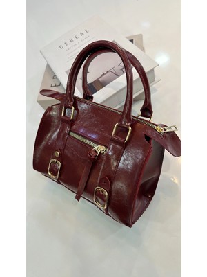 Akça Shoes Bordo Kemerli Çanta
