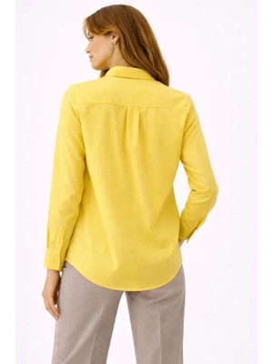 Adisia Uzun Kollu Gömlek Düğmeli Klasik Yaka Günlük ve Ofis Şıklığına Uygun - Sarı