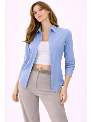 Bet's  Uzun Kollu Gömlek Düğmeli Klasik Yaka Günlük ve Ofis Şıklığına Uygun - Mavi