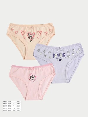 Almira Anne Bebek Kız Çocuk Iç Giyim Seti 3'lü Baskılı Desenli Renkli Bedenler