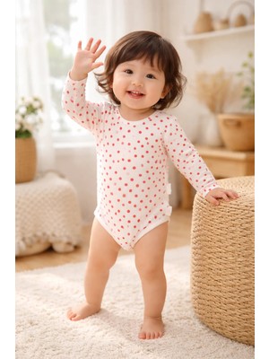 Almira Anne Bebek Bebek Body Uzun Kollu Kız Bebek Pamuklu Çıtçıtlı Kalpli Yüzde 100 Pamuklu