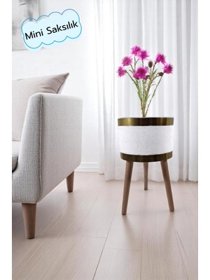 Özbience Şık Dekoratif Saksılık, Ayaklı ve Ayaksız, Kumaş Kaplama Çiçeklik