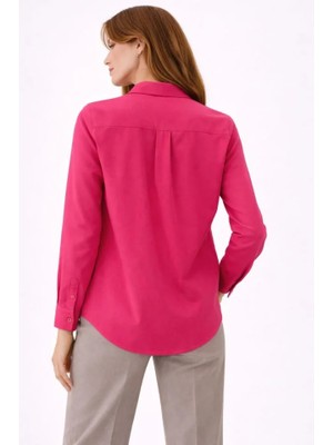 Infivento Uzun Kollu Gömlek Düğmeli Klasik Yaka Günlük ve Ofis Şıklığına Uygun - Fuşya