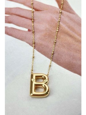 Taqı M Jewelry Taqi'm Jewelry Gold B Harfi Çelik Kolye