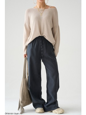Elvara Tencel Cupra Kumaş Geniş Paça Kadın Pantolon