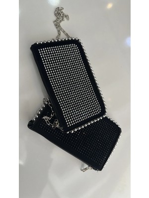 Akça Shoes Siyah Gümüş Taşlı Çanta