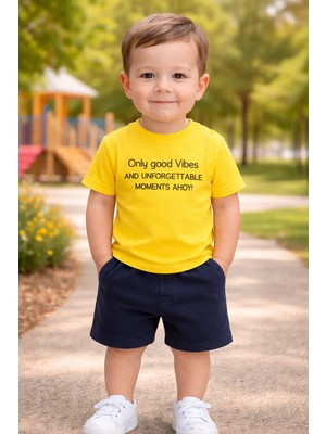 Almira Anne Bebek Erkek Çocuk Sarı Kısa Kollu Şort Takım