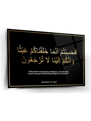Shiny Art Mü’minun 115. Ayet Hat Sanatı Cam Tablo – Islami Ayet Duvar Dekoru – ISL243