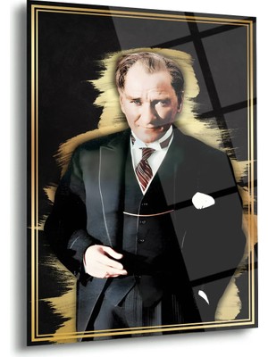 Shiny Art Atatürk Portre Cam Tablo – Modern Duvar Dekoru – ATA256