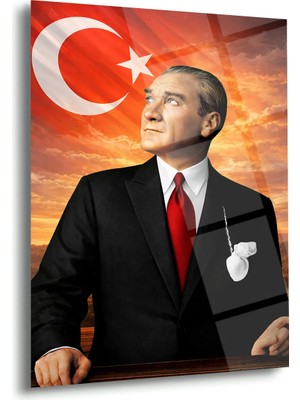 Shiny Art Atatürk Türk Bayrağı Fon Cam Tablo – ATA269