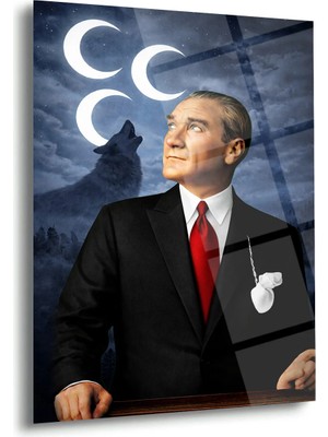 Shiny Art Atatürk Bozkurt Üç Hilal Cam Tablo – ATA271