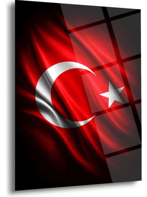 Shiny Art Türk Bayrağı Dalgalı Ay Yıldız Cam Tablo – ATA279