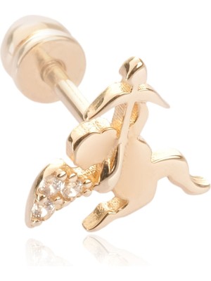 Berk Mücevherat 14 Ayar Altın Taşlı Eros Figürlü Tragus Küpe