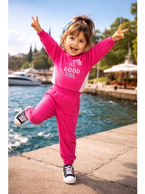 Almira Anne Bebek Kız Çocuk Pembe Takım Sweat ve Alt 2-5 Yaş