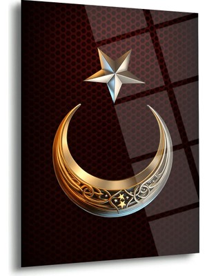 Shiny Art Türk Bayrağı Hilal Yıldız Cam Tablo – ATA277