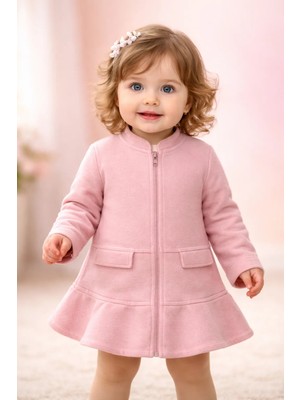 Almira Anne Bebek Bebek Kız Hırka Pembe Fermuarlı 6-18 Ay Bebek Giyim