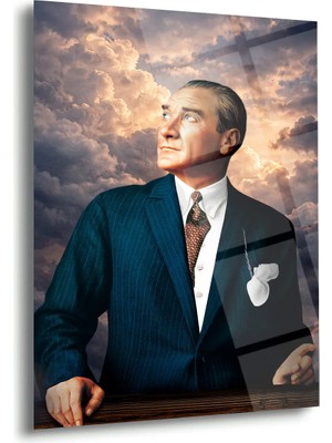 Shiny Art Atatürk Bulut Arka Plan Cam Tablo – ATA267