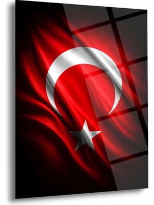 Shiny Art Türk Bayrağı Modern Hilal Yıldız Cam Tablo – ATA280