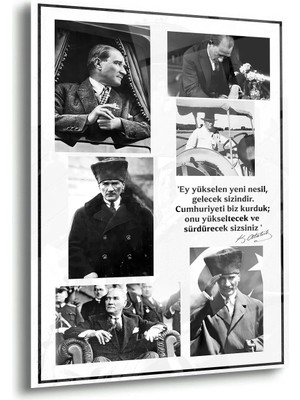 Shiny Art Atatürk Fotoğraf Kolaj Cam Tablo – ATA261