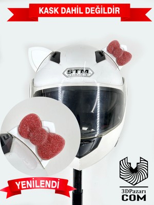 Motor & Motosiklet Pembe Fiyonklu Kedi Kulak Kask Dış Aksesuarı