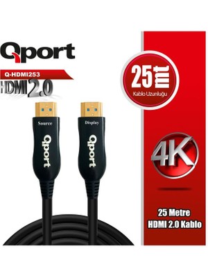 Binbir Göz Bilgisayar Qport Q-HDMI253 HDMI Kablo 25MT Ver2.0 Altın Uçlu 3D 4K