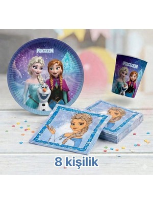 Çavuş E-Ticaret Frozen Elsa Temalı Doğum Günü Parti Seti-Tabak-Bardak-Peçete Seti-8 Kişilik