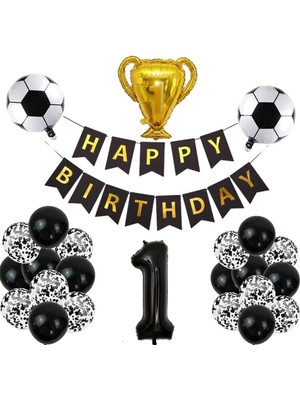 Çıtı Pıtı Store Siyah Beyaz Futbaol Temalı Doğum Günü Yaş Kutlama Parti Seti