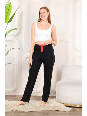 Giyim Beli Fiyonklu Rahat Kesim Pamuklu Tek Alt Pijama Kadın BYATI001 Beruflic