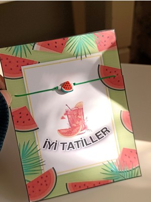 Ghl Story Karpuzlu İyi Tatiller Tatil Hediyesi Karne Hediyesi Çocuk Bileklik (25 Adet Kartlı Karpuzlu)