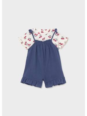 Mayoral Kız Bebek T-Shirt Tulum Takım Lacivert - 01656