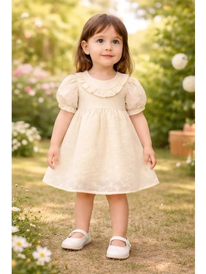 Almira Anne Bebek Kız Çocuk Kısa Kollu Fistolu Elbise